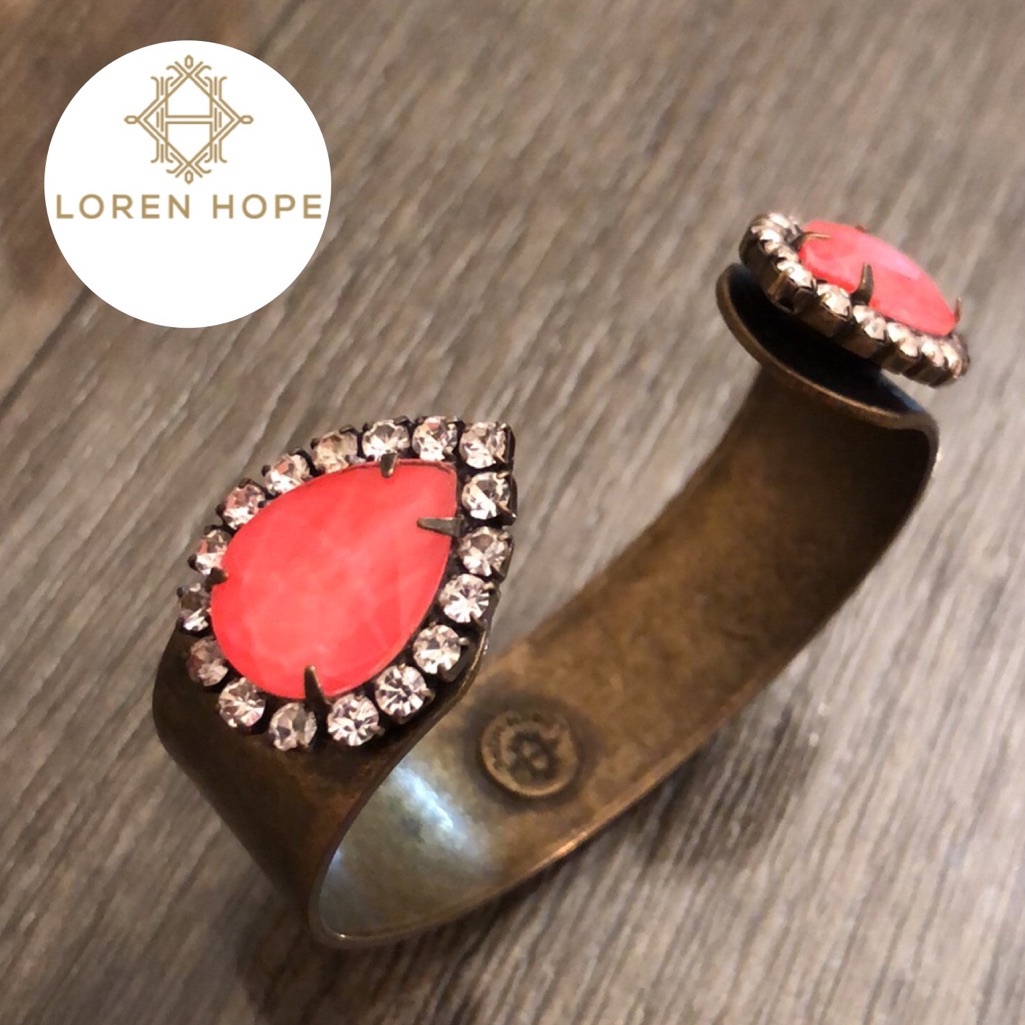 Loren Hope Large Sarra Cuff In Coral Pink Bracelet